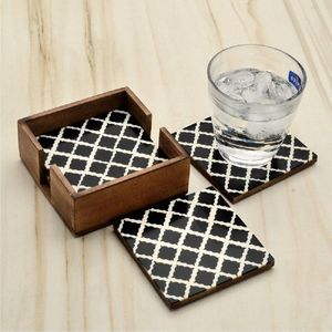Heat Resistant Wooden <b>Enamel</b> Coasters With Printed Patterns For Coffee Mugs Tea <b>Cups</b> Glasses And Beverage Serving - Product Image 1