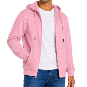 Sweat-shirt à capuche entièrement zippé personnalisé pour hommes, en molleton de coton, avec poches kangourou, pour commandes en gros de vêtements décontractés - Product Image 3