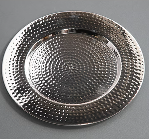 Assiette en métal brillant argenté Offre Spéciale assiette vaisselle chargeur de plat vaisselle à dessert assiette à gâteau de différentes tailles disponibles - Product Image 2