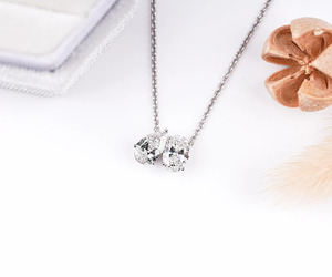 925 <b>Silver</b> Toi Et Moi Pendant <b>Necklace</b> Oval and Pear Cut Lab Grown Diamond Pendant <b>Necklace</b> <b>Solid</b> Gold Jewelry Wholesaler - Product Image 3