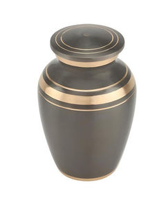 Classical Metal Jar Ceramic <b>Urn</b> with Gold Trim for Pet Memorials - Product Image 1