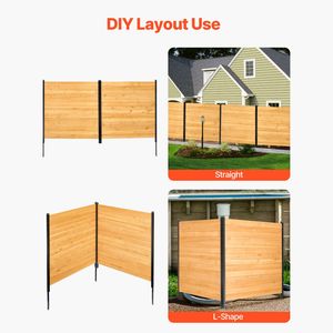 Paravent de jardin en bois massif 38'' x 42'' à 2 panneaux avec piquets métalliques faciles à installer pour équipement de piscine - Product Image 3