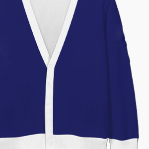 Cardigans pour hommes bleus et blancs tendance, en gros, pulls d'hiver à manches longues en laine et coton respirant, style décontracté - Product Image 3