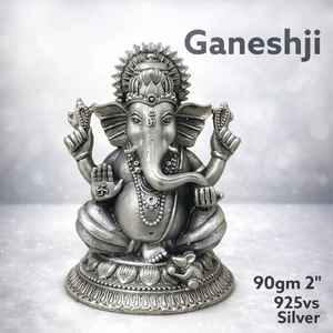 Murti de Ganeshji Plateado, Hecho a Mano, Decoración Religiosa Tradicional para el Hogar, Arte de Mesa, Artesanía Metálica para Sala de Estar - Product Image 1