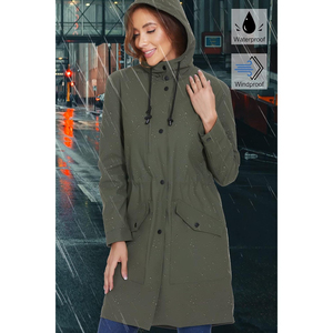 Chaqueta Impermeable y Cortavientos para Mujer Fahsyee, Estilo Simple, Larga, con Capucha, para Actividades al Aire Libre, Talla XL - Product Image 6