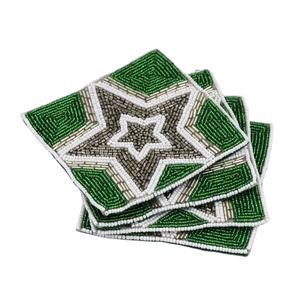 Fancy New Design Beaded Star 4 Set Posavasos de bordado de forma cuadrada con hermoso estilo hecho a mano y toque de moda - Product Image 4