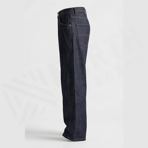 High Waist Wide Leg Dark Wash <b>Denim</b> Jeans Men Loose Fit Cotton Casual Autumn Style Pants - Product Image 3