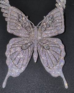 Collar de Lujo con Colgante de Mariposa Hip Hop, Moissanita VVS, Oro Rosa 3D, Plata 925, Personalizable con Nombre y Logotipo, Estilo Bling - Product Image 4