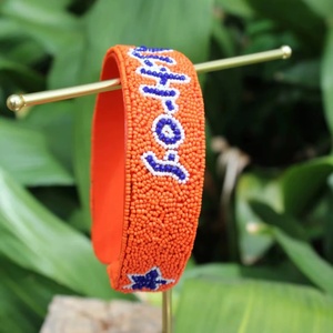 Special Orange Letter Beaded Pearl Headband for Women Girls-Customizable Team <b>Spirit</b> Fashion Accessories Lightweight Comfortable - Product Image 4