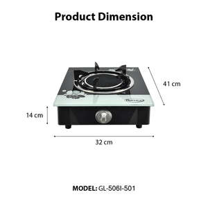 Gmax Single Burner Infrared Gas <b>Stove</b> 90cm Table Installation Tempered Glass Stainless Steel for Electric Cooking Model GL-506I - Product Image 6