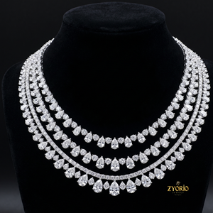 Custom 3 in 1 Pear Cut Iced Out Hip Hop Tennis Chains Moissanite Tennis <b>Necklace</b> 925 Silver - Product Image 1