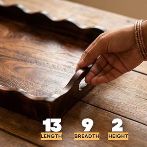Modern Walnut Wooden Serving <b>Tray</b> with Plant Pattern for Dining <b>Table</b> Fruit Snack Platter for Home & Hotel Use - Product Image 2
