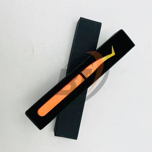 แหนบต่อขนตาเหล็กแบบยั่งยืนขนาดเล็กแบบมืออาชีพด้ามจับแข็งแรงพร้อมปลายสีทองส้ม - Product Image 2