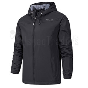 Veste en polyester unie pour homme, coupe-vent, écologique, respirante, à col montant, décontractée, pour l'automne, avec fermeture éclair sur le devant - Product Image 2