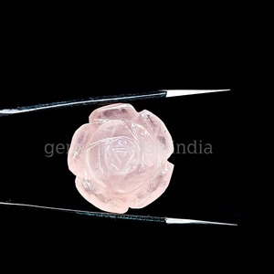 Quartz Rose Naturel, Fleur de Rose Sculptée à la Main, Pierre Précieuse de 23mm, Cristal Rose, Pierres Sculptées en Vrac, Vente en Gros pour la Fabrication de Bijoux - Product Image 4