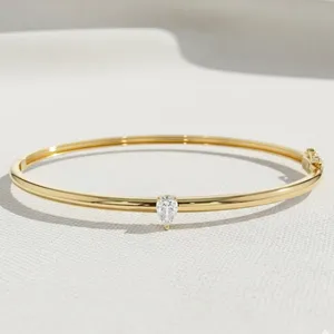 Brazalete de Oro de 14K con Diamante Cultivado en Laboratorio, Corte Pera, Solitario, Forma de Lágrima, Certificado IGI, Regalo de Cumpleaños - Product Image 2