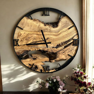 Solid Wood Live Edge <b>Wall</b> <b>Clock</b>, Rustic Natural Wooden <b>Clock</b>, Handmade <b>Wall</b> Decor, Modern Farmhouse Home Decor, Unique Wood - Product Image 2