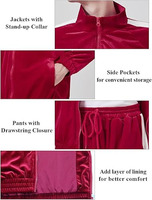 Ensemble de survêtement de luxe pour homme, style streetwear décontracté, grande taille, en velours écologique, rouge foncé, avec sweat à capuche et pantalon assorti