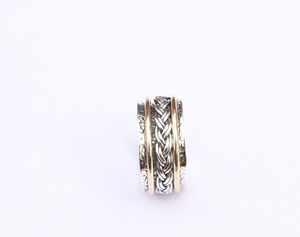 925 Sterling Silver Brass Spinner Ring Celtic Weave Band Handmade Meditation Worry Ring Vintage Boho Unisex Jewelry Christmas - Product Image 4