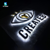 Enseigne lumineuse 3D personnalisée en lettres canal LED, en acier inoxydable rétroéclairé, pour publicité extérieure de magasin
