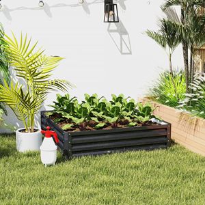 4x4 ft Galvanized Steel Raised Garden Bed Grey <b>Planter</b> Box for Growing <b>Vegetables</b> Flowers Herbs Garden Supply - Product Image 2