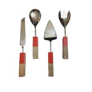 Juego de cubiertos Cuchara para servir con mango de madera de calidad superlativa y juego para servir pasteles disponible para compradores a granel - Product Image 1