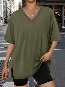 Camiseta Holgada con Cuello en V, Tela Elástica Transpirable, Túnica para Entrenamiento, Gimnasio, Uso Casual y en Casa - Product Image 2