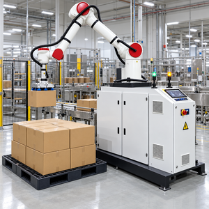 Sistema de Paletización Robótica Colaborativa con Motor y Caja de Cambios Controlados por PLC, Pinza de Vacío y Transportador para Apilado Automatizado de Cajas - Product Image 1