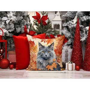Nebelung Cat in Fall Leaves Decorative <b>Throw</b> Pillow Machine Washable <b>for</b> Indoor & Outdoor 14Hx14W <b>for</b> <b>Couch</b> Bed & Patio Decor - Product Image 6