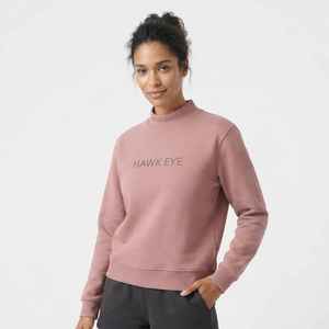 Sudadera rosa con cuello simulado para mujer, manga larga, informal, corte regular, estampado de letras - Product Image 1