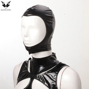 Cagoule intégrale en similicuir noir avec ouvertures pour les yeux et la bouche, sexy, pour clubbing, cosplay et déguisement de fête - Product Image 2