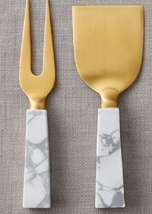 Gold <b>Cheese</b> <b>Knife</b> <b>Set</b> With Marble Handles Dishwasher Safe Durable Metal Tools For Serving Use Wedding And Hotel Use - Product Image 2