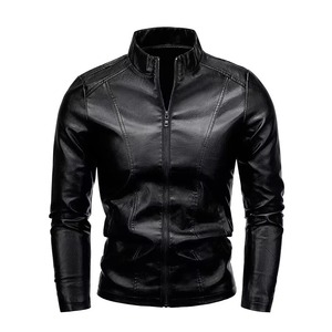 High Quality Customized Logo <b>Men</b> Leather <b>Jacket</b> with Canvas Fabric Stand Collar Windproof Breathable Streetwear Design - Product Image 5
