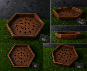 Bandeja de Servir Hexagonal de Madera Hecha a Mano con Diseño Floral y Art Deco, Regalo Decorativo Multifuncional para el Hogar - Product Image 5