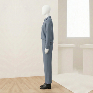 Conjunto de Sudadera y Pantalones de Chándal para Mujer, Tallas Grandes, Diseño de Logotipo Personalizado, Bordado, Estilo Urbano, Primavera, 100% Algodón Lavado, Largo hasta la Rodilla - Product Image 4