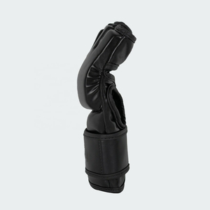 Gants d'entraînement demi-doigts en cuir PU blanc avec fermeture Velcro au poignet pour arts martiaux unisexe - Product Image 5