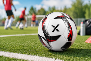 Ballon de football personnalisé X, blanc, noir, rouge, logo X, ballons de football de loisir |   OEM ODM |   Fabricant |   Design haut de gamme - Product Image 3