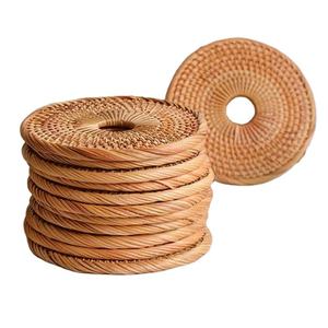 <b>Set</b> of 4 Round Rattan Tablemats Brown <b>Colour</b> Customized Size Tea Coasters Elegant Tableware From India Durable and Stylish - Product Image 5