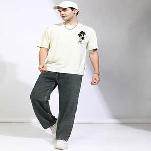 Camiseta con lavado ácido de diseñador gráfico con logotipo personalizado, ropa de calle Vintage Wash de 280g, camiseta tejida con hombros descubiertos y patrón de impresión - Product Image 1