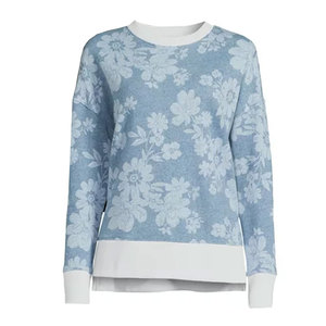 Sweat-shirt minimaliste à col rond, manches longues, en mélange de coton doux, pull décontracté, sweat-shirt à épaules tombantes pour femmes - Product Image 6