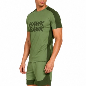 Ensemble t-shirt et short décontractés pour hommes, col rond, séchage rapide, imprimé lettres, vêtements de sport d'été, t-shirt léger, short décontracté pour hommes - Product Image 3