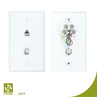 Placa de pared RJ11 de 2 tomas para teléfono y coaxial con revestimiento de zinc y níquel, colores blanco/almendra/marfil, procesamiento de audio/video