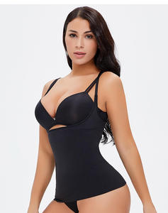 Women's Sleeveless Seamless Tummy Control <b>Shapewear</b> <b>Bodysuit</b> Solid Color Fitted Cotton High Waist Design Zipper Fly Full Length - Product Image 2
