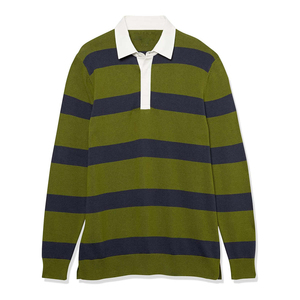 Pull rayé de qualité supérieure pour homme, chemise polo de rugby à manches longues pour homme, en coton tricoté, logo personnalisé, chemise de rugby pour homme - Product Image 5
