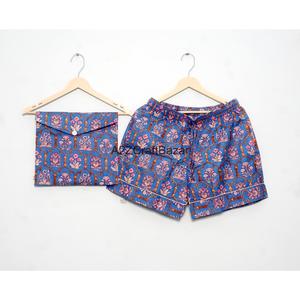Ensemble de pyjama pour femmes en coton doux respirant et à séchage rapide pour le printemps/été avec short et chemise - Product Image 2