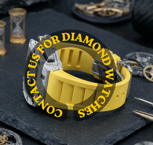 Reloj Cronógrafo Rectangular Personalizable con Diamantes Moissanite y Correa de Caucho Amarillo, Estilo Clásico, Regalo para Él - Product Image 4