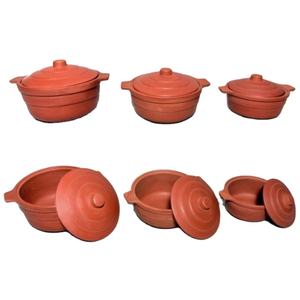 Juego de Cazuelas Redondas de Barro Terracota sin Recubrimiento (20 cm de Diámetro y con Tapas) - Product Image 1