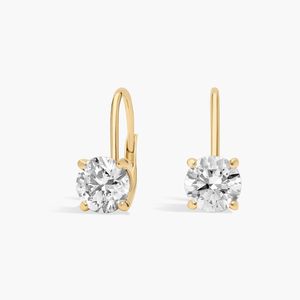 Lever <b>Back</b> Hidden Halo Lab-Grown Diamond Stud <b>Earrings</b> In White Gold - Product Image 3