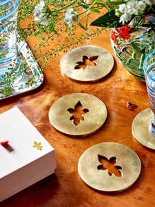 Fleur Royale Brass <b>Coaster</b> Set Handcrafted Premium Round <b>Drink</b> <b>Coasters</b> Heat Resistant Table Protector Elegant Home Gift - Product Image 6
