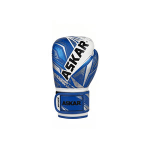 ASKAR Blue White PU Boxing Gloves <b>Velcro</b> Closure Adjustable Wrist <b>Strap</b> For Adults - Product Image 2